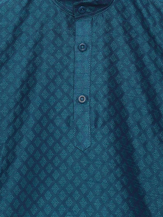 green cotton blend kurta set - 15505464 - Standard Image - 3
