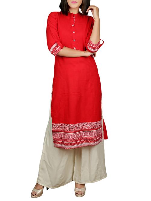 printed straight kurta - 15505638 -  Standard Image - 0