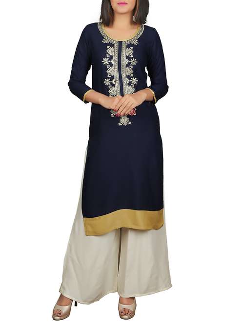 embroidered straight kurta - 15505639 - Standard Image - 0