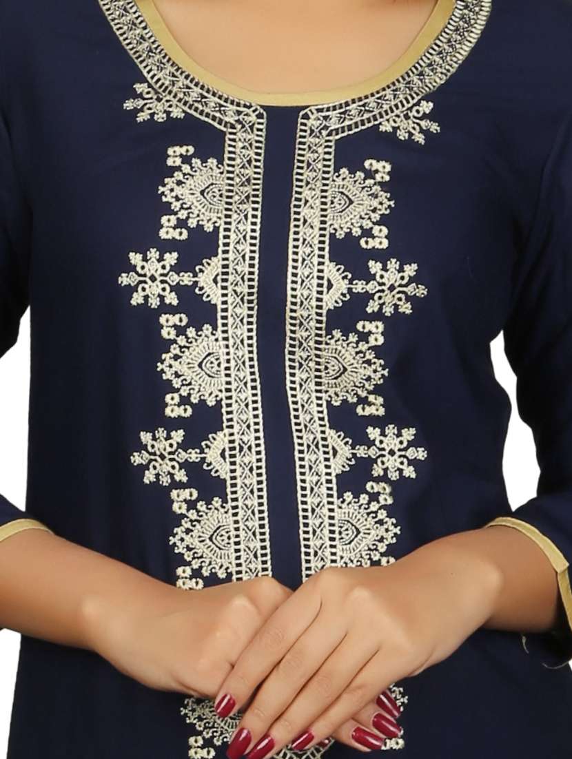 embroidered straight kurta - 15505639 - Standard Image - 3