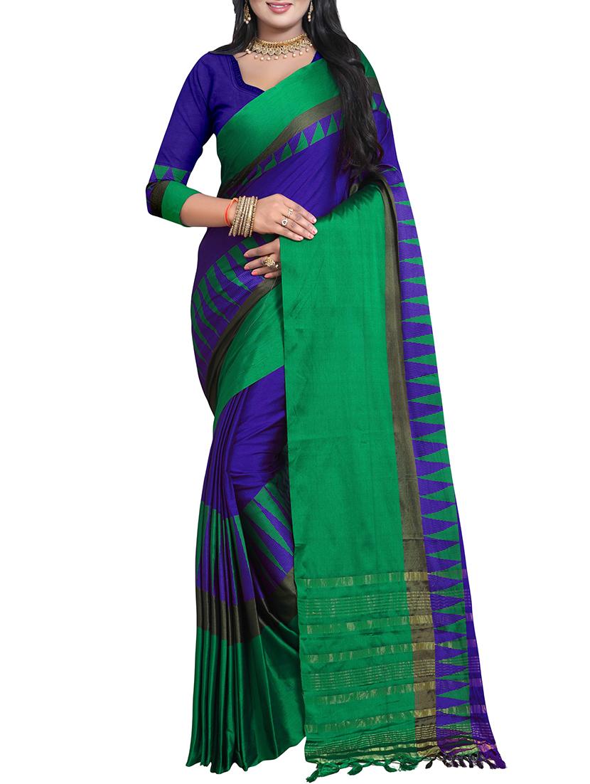 ethnic motif woven saree with blouse - 15505820 -  Zoom Image - 0
