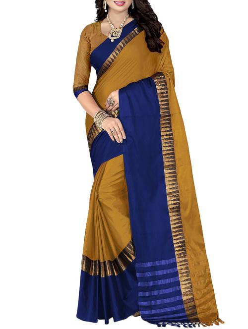 contrast bordered chanderi saree with blouse - 15505828 -  Standard Image - 0