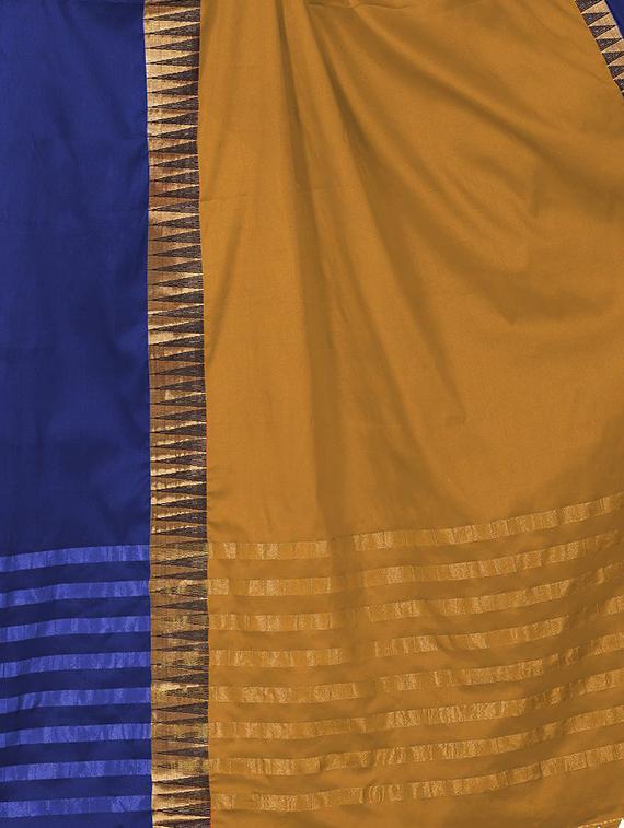 contrast bordered chanderi saree with blouse - 15505828 - Standard Image - 3