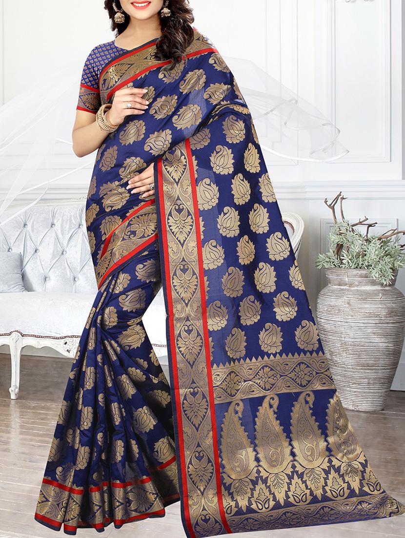 zari motif banarsi saree with blouse - 15505832 - Zoom Image - 0