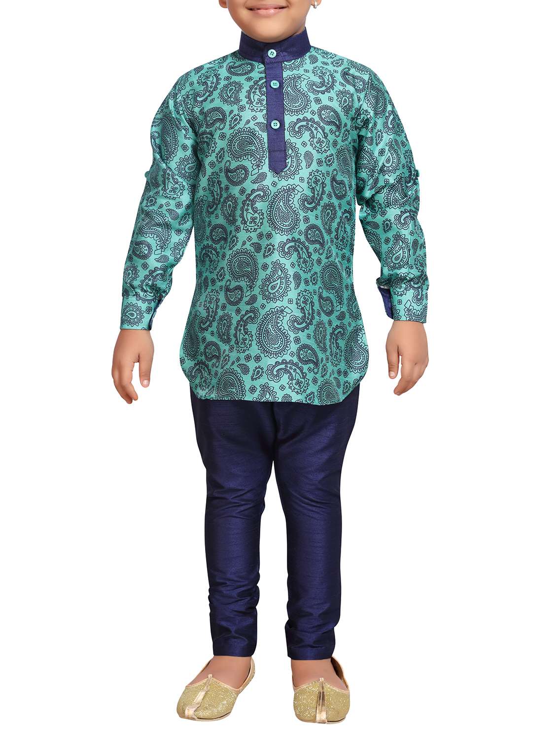 green cotton kurta set - 15506785 -  Zoom Image - 0