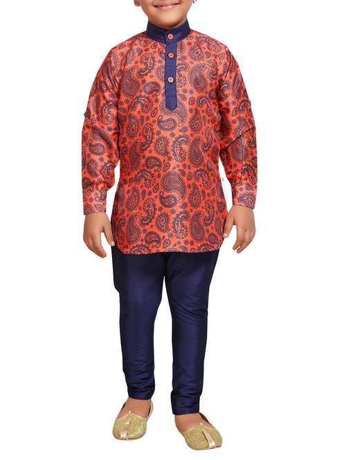 orange cotton kurta set - 15506786 -  Standard Image - 0