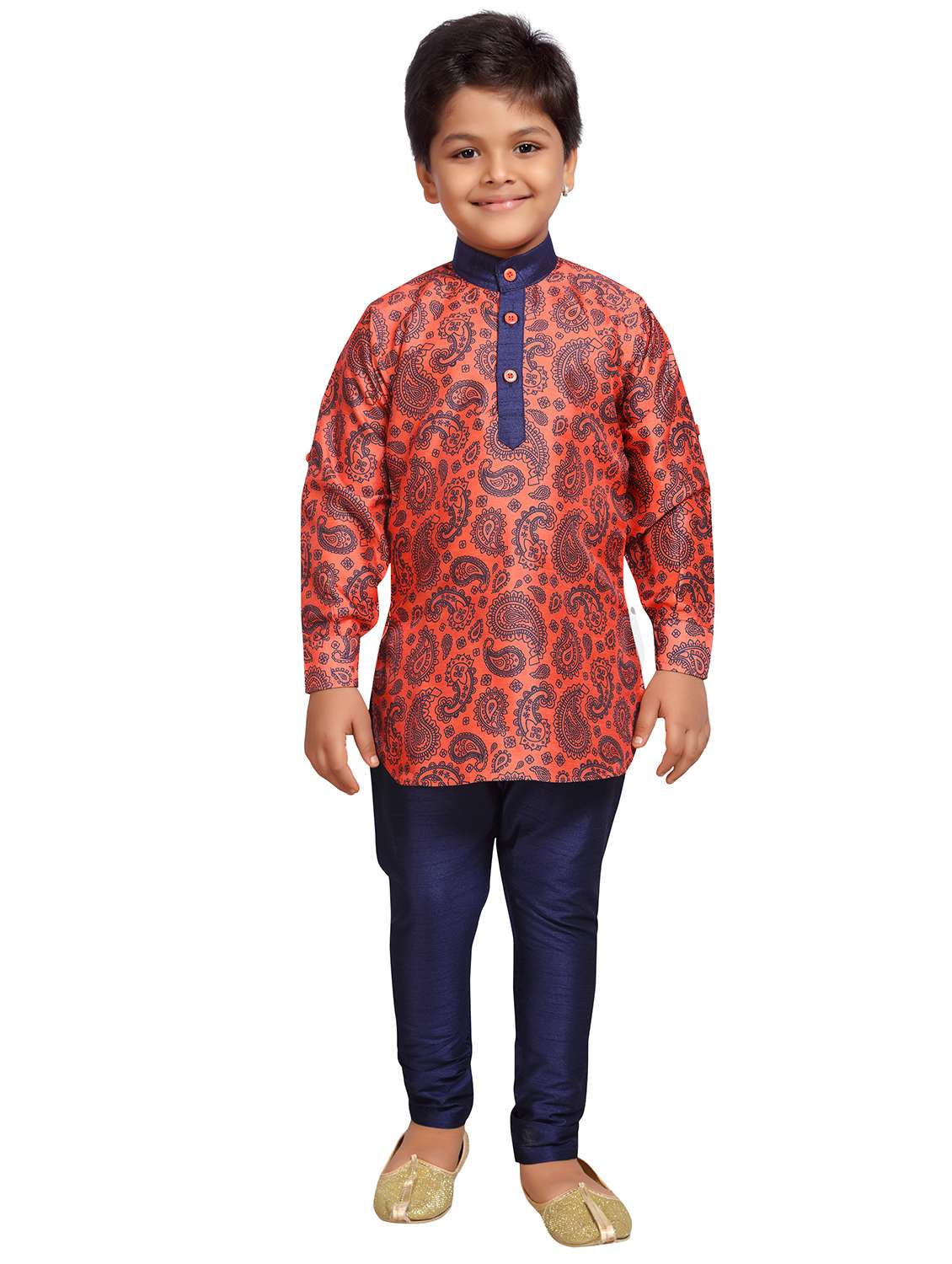 orange cotton kurta set - 15506786 - Standard Image - 3