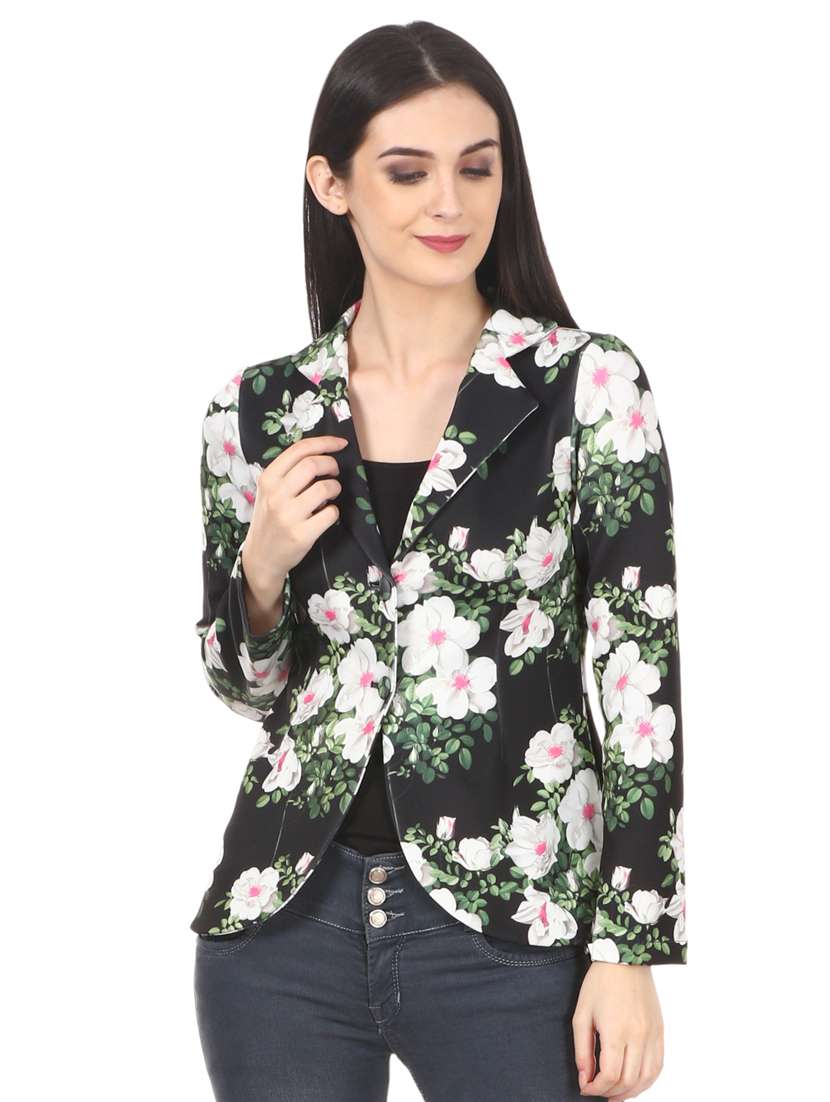 lapel collar floral blazer