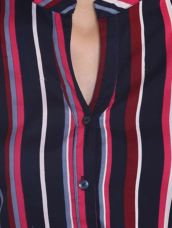 pleated back striped shirt - 15514966 - Standard Image - 3