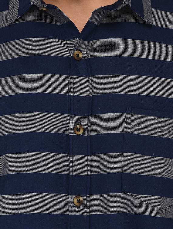navy blue cotton casual shirt - 15515470 -  Standard Image - 3