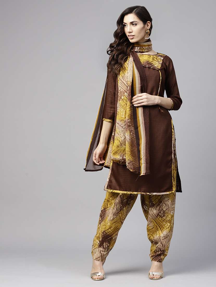 brown cotton unstitched suit