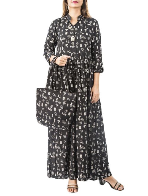 embellish flared printed kurta - 15517017 -  Standard Image - 0