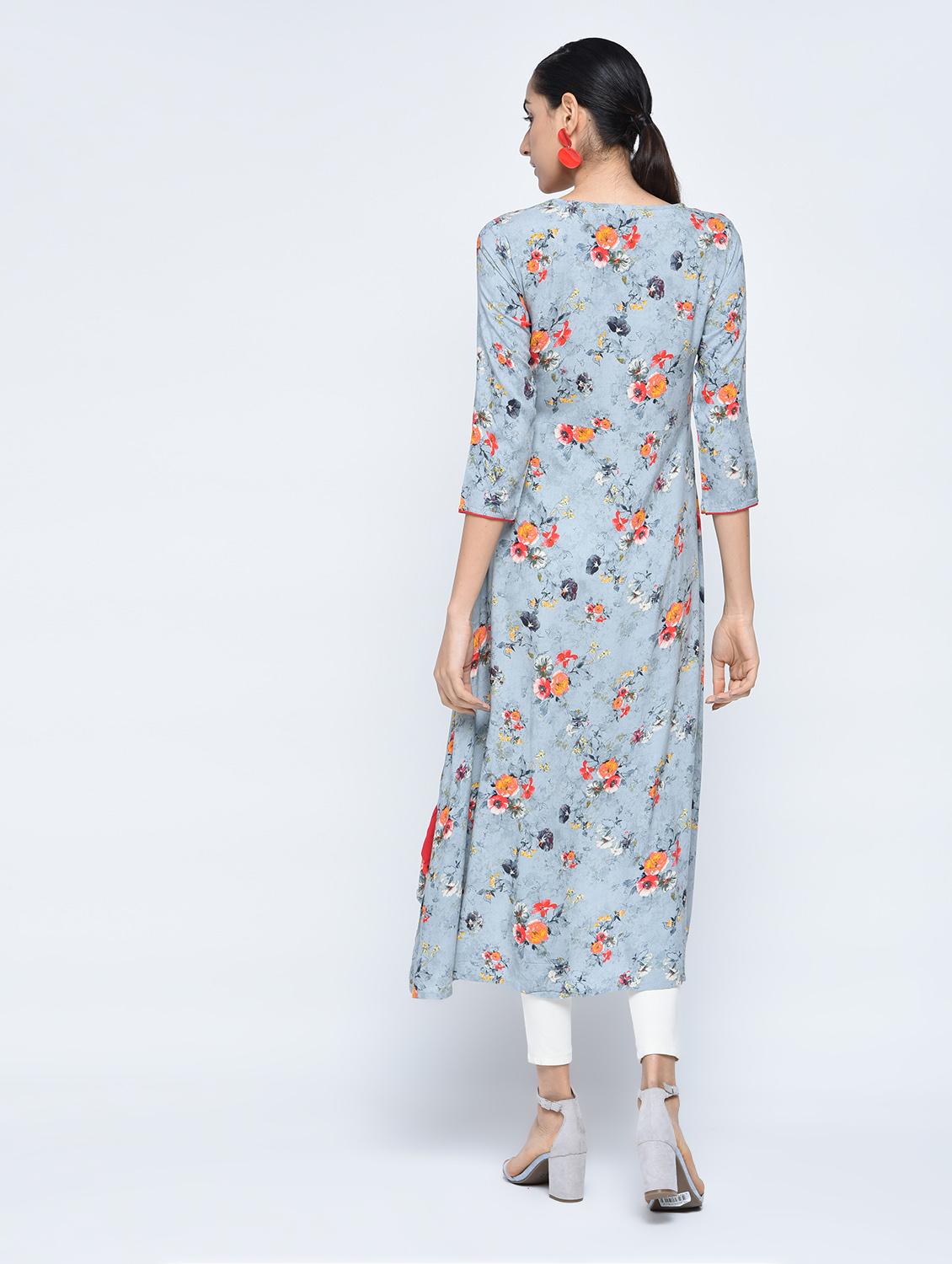 draw string high low kurta - 15517715 - Standard Image - 3
