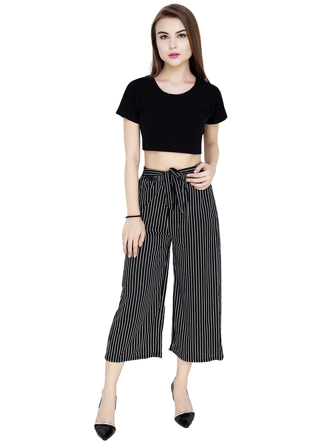 tie knot waist pin-striped palazzo - 15517900 - Standard Image - 3