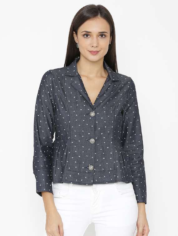 lapel collar printed blazer