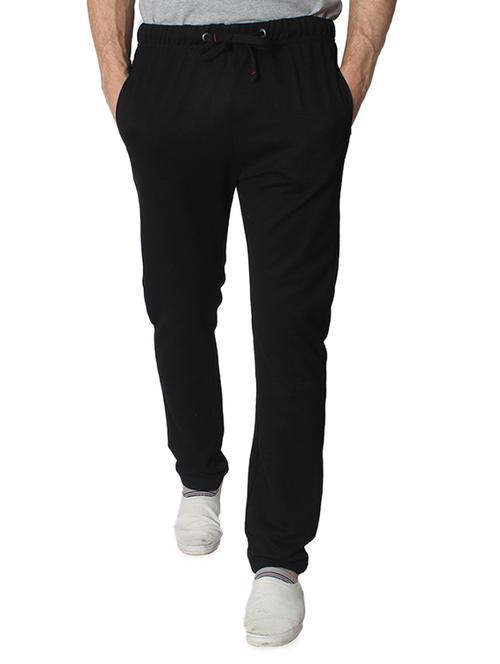 black cotton full length track pant - 15518945 - Standard Image - 0