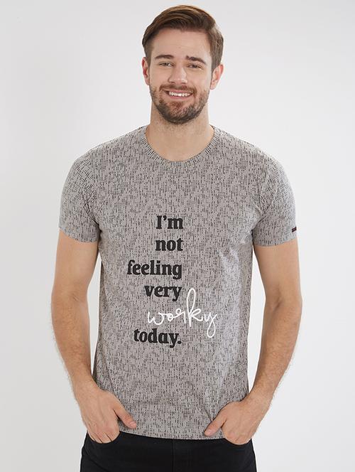 grey cotton all over print t-shirt - 15518992 -  Standard Image - 0