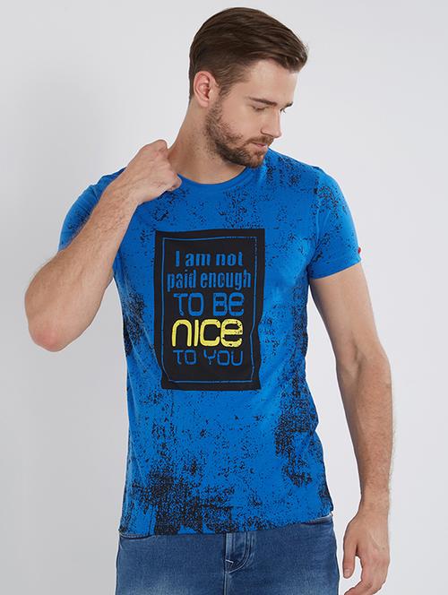 blue cotton all over print t-shirt - 15518998 -  Standard Image - 0