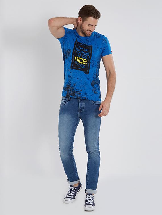 blue cotton all over print t-shirt - 15518998 - Standard Image - 3