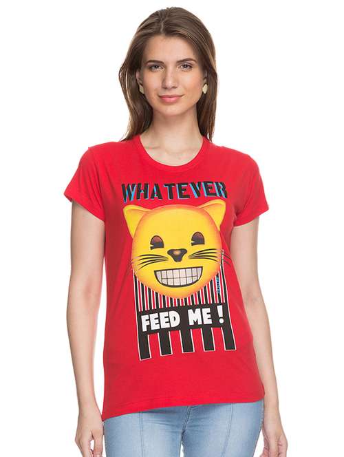 women's front print round neck t-shirt - 15519030 -  Standard Image - 0