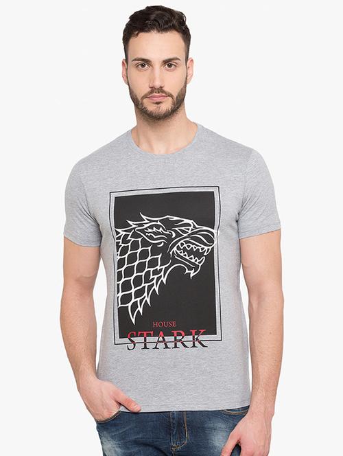 grey cotton chest print t-shirt - 15519053 -  Standard Image - 0