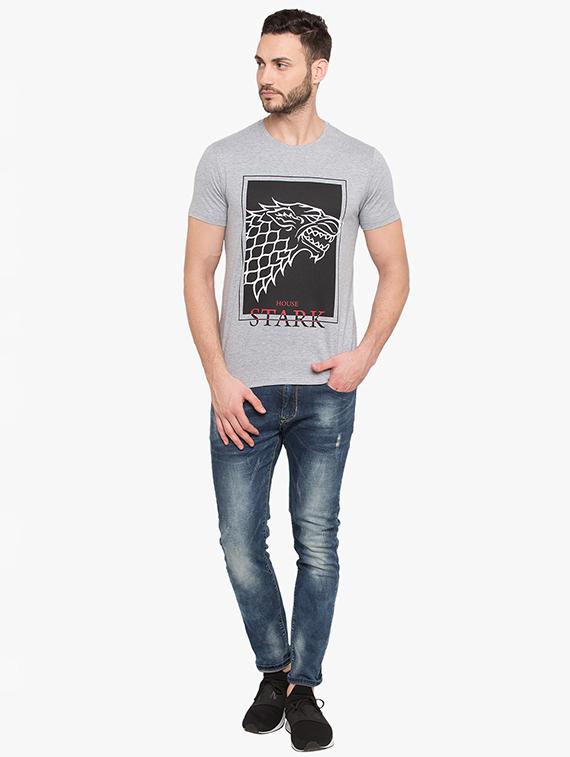 grey cotton chest print t-shirt - 15519053 - Standard Image - 3