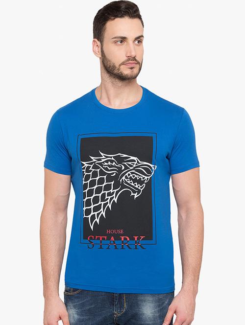 blue cotton chest print t-shirt - 15519054 -  Standard Image - 0