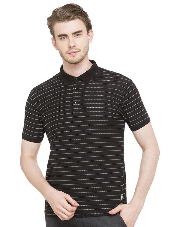 black cotton polo t-shirt - 15519091 - Zoom Image - 0