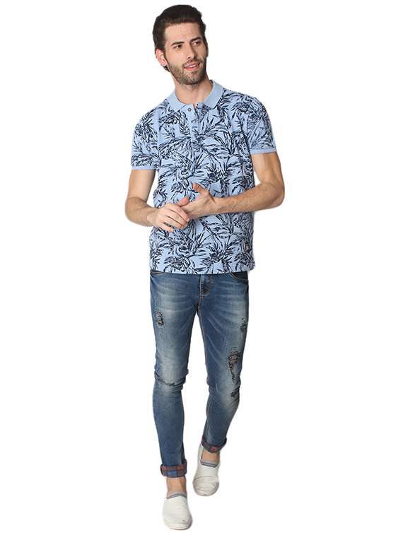 light-blue cotton all over print t-shirt - 15519101 - Standard Image - 3