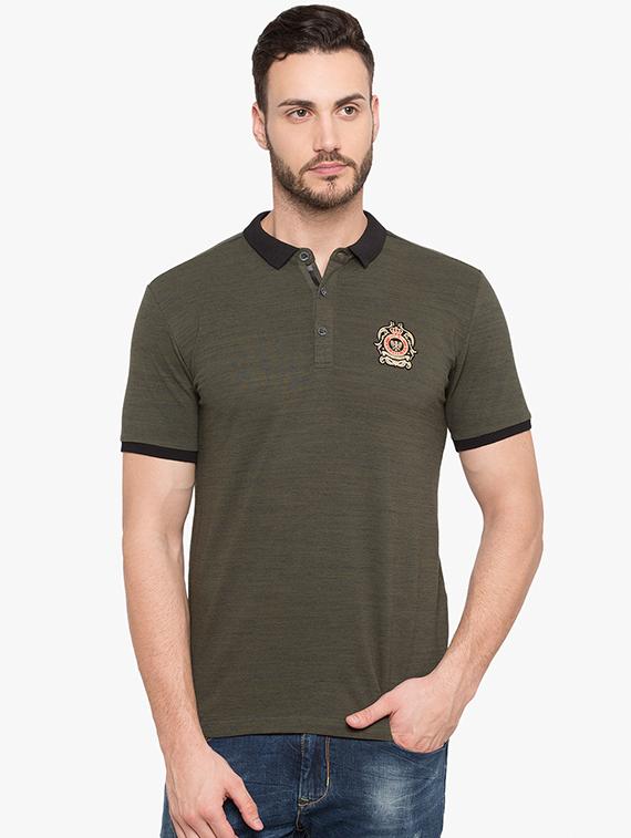 olive green cotton polo t-shirt - 15519128 - Zoom Image - 0