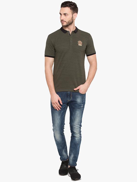 olive green cotton polo t-shirt - 15519128 - Standard Image - 3
