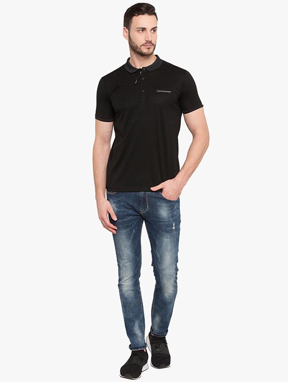 black cotton polo t-shirt - 15519137 - Standard Image - 3
