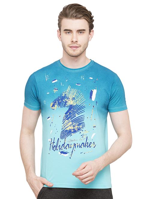 blue cotton front print t-shirt - 15519154 - Standard Image - 0