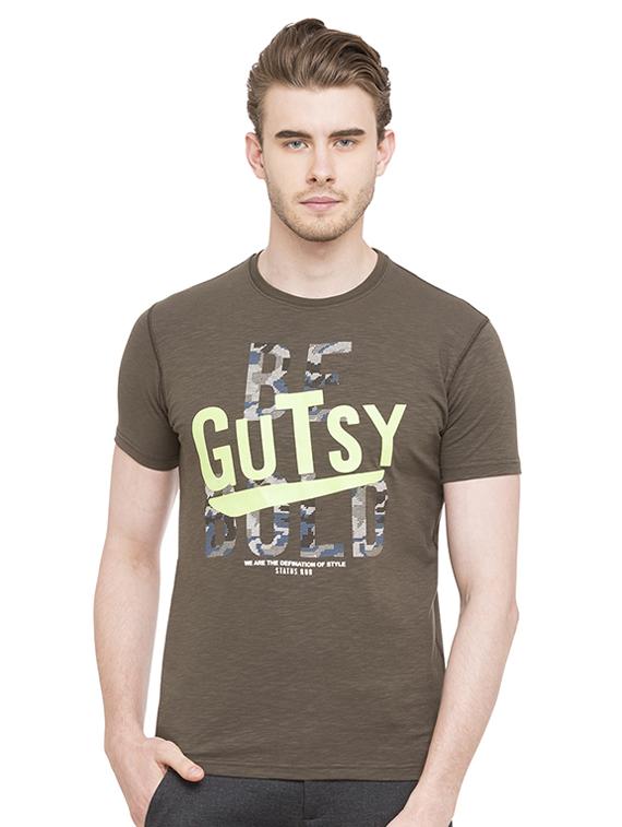 olive green cotton chest print t-shirt - 15519157 - Zoom Image - 0