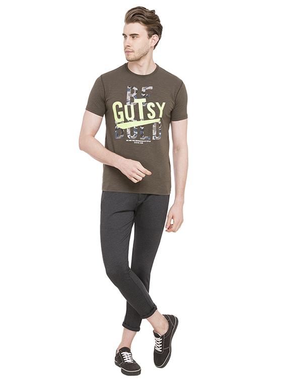 olive green cotton chest print t-shirt - 15519157 - Standard Image - 3