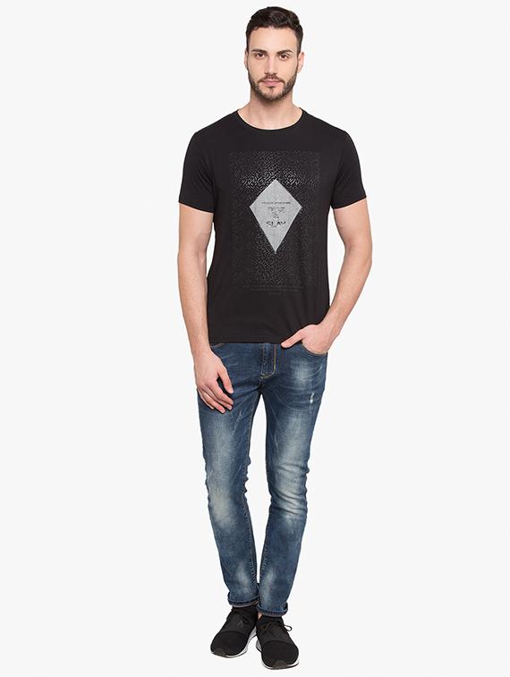 black cotton front print t-shirt - 15519165 - Standard Image - 3