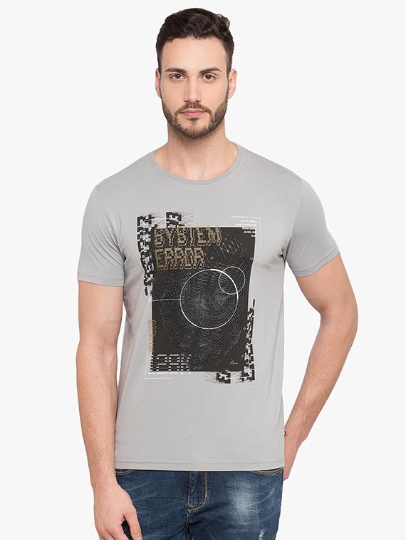 grey cotton chest print t-shirt - 15519173 - Zoom Image - 0
