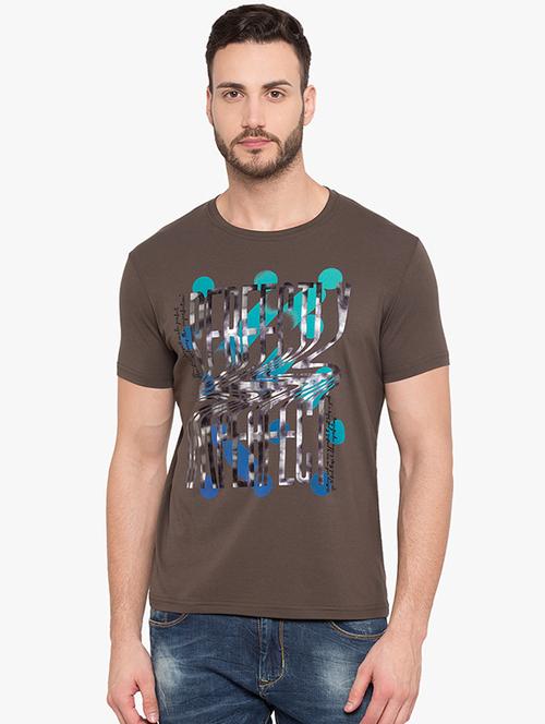 olive green cotton chest print t-shirt - 15519179 -  Standard Image - 0