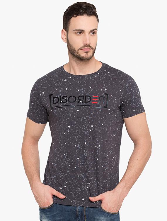 grey cotton all over print t-shirt - 15519183 -  Zoom Image - 0