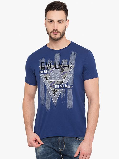 blue cotton chest print t-shirt - 15519189 -  Standard Image - 0