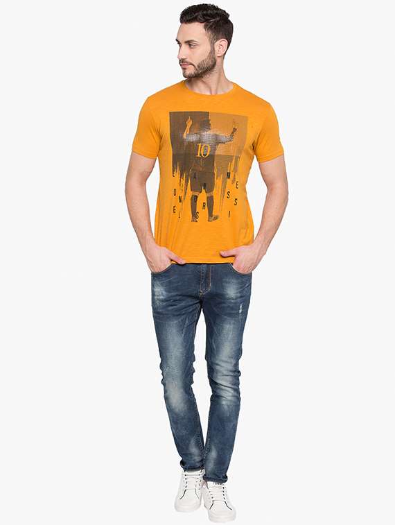 yellow front print t-shirt - 15519201 - Standard Image - 3