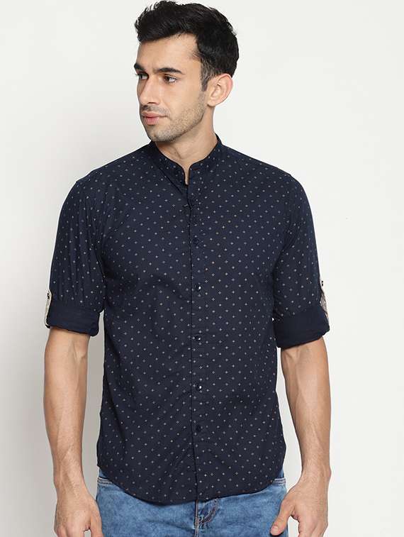 navy blue cotton casual shirt
