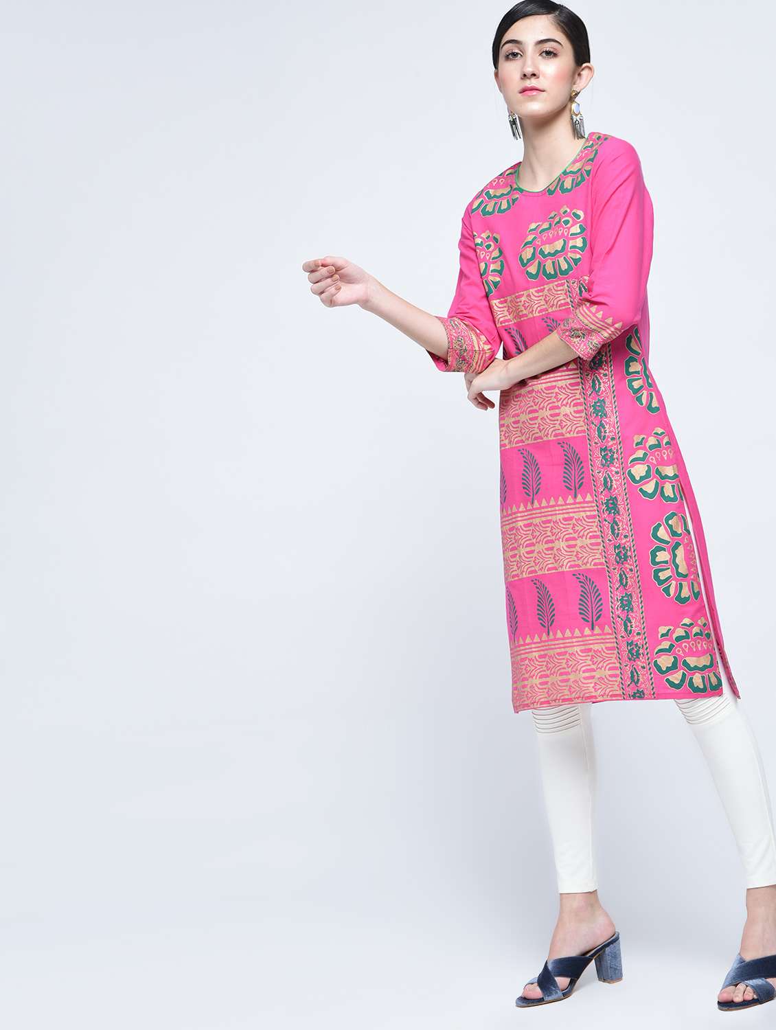 straight block print kurta