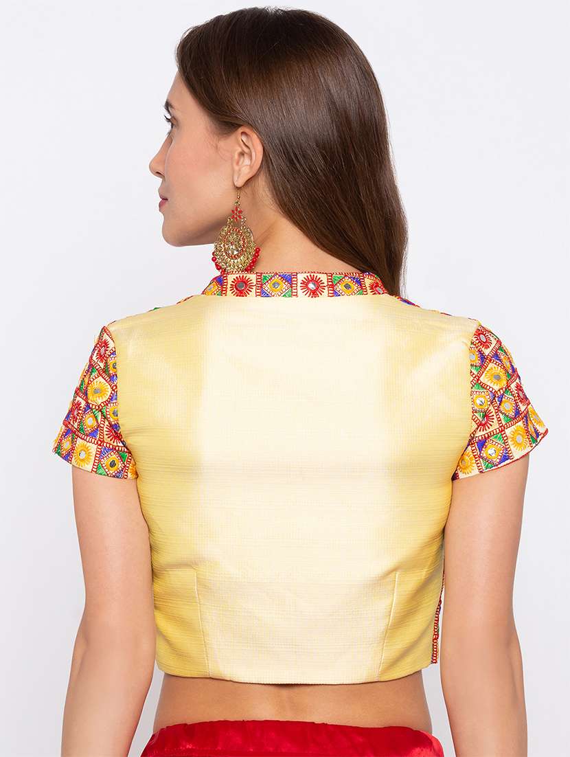 Mirror Work Mandarin Collar Blouse