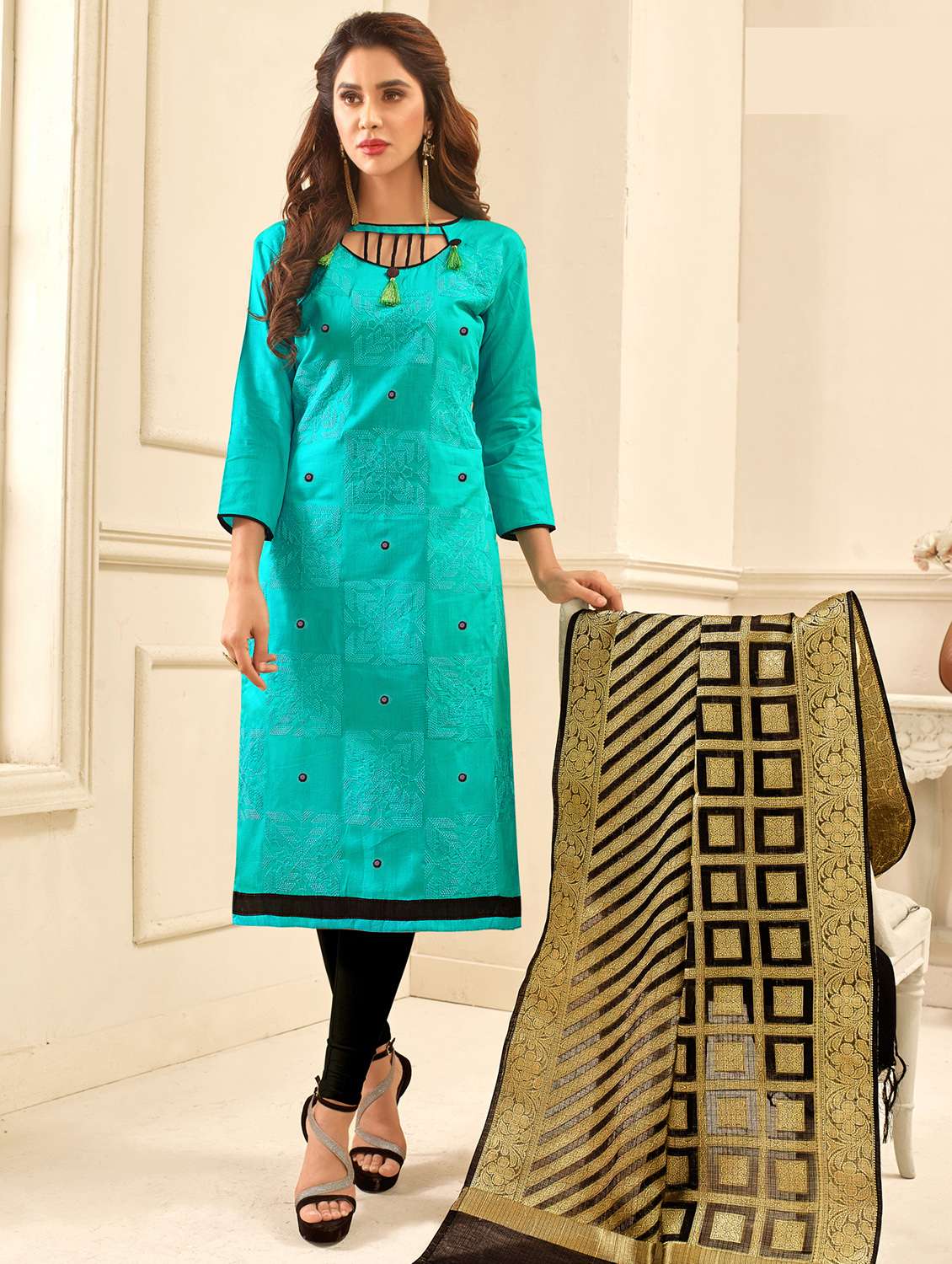 embroidered unstitched suit set