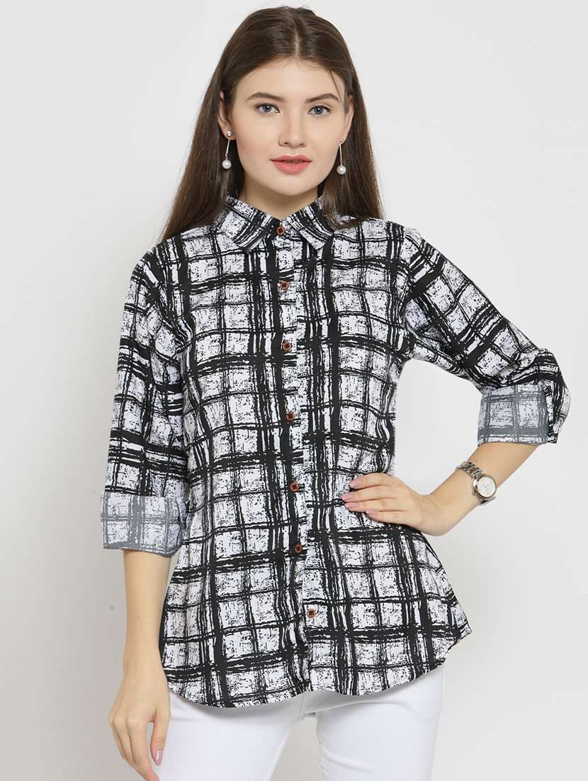 roll-up sleeved checkered shirt - 15521035 -  Zoom Image - 0