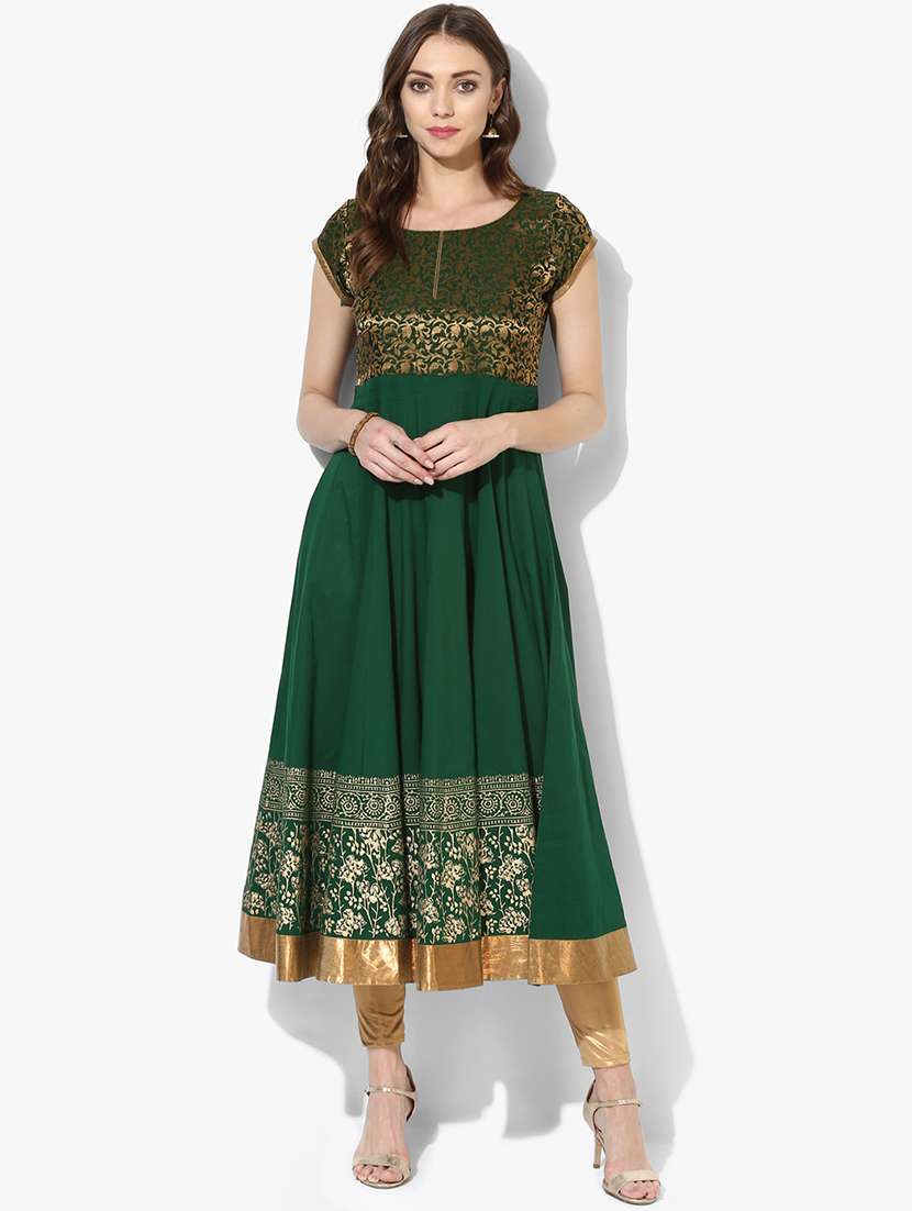 brocade yoke block print kurta