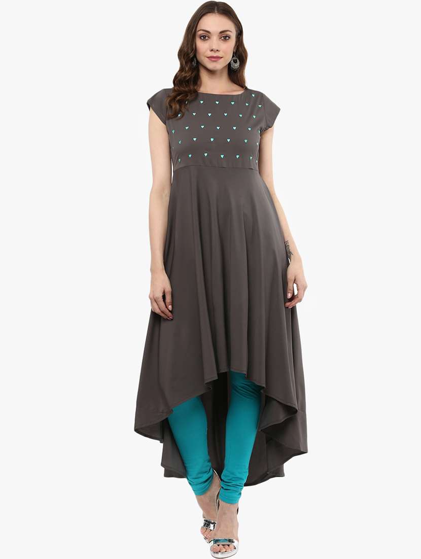 high low embroidered kurta