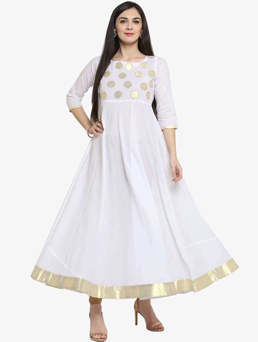 flared embroidered patches kurta