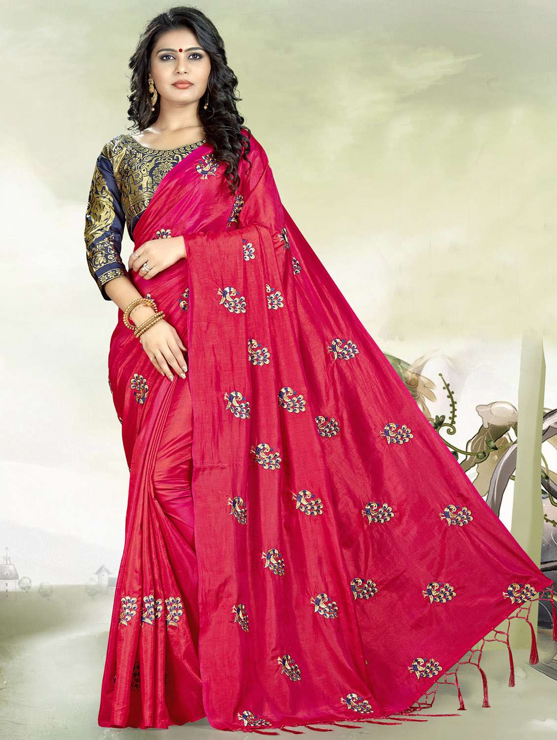 women's embroidered saree